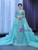 Blue Sequins Long Sleeve Pearls Prom Dress With Detachable Train