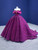 Purple Ball Gown Lace Pearls Off the Shoulder Prom Dress