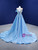 Sky Blue Satin Sequins Beading Prom Dress