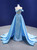 Sky Blue Satin Sequins Beading Prom Dress