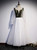 White Tulle Green Velvet Long Sleeve Square Prom Dress