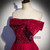 Burgundy Tulle Seuqins Beading Off the Shoulder Prom Dress