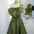 A-Line Green Satin One Shoulder Prom Dress With Bow