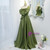 A-Line Green Satin One Shoulder Prom Dress With Bow