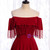 Burgundy Off the Shoulder Tassel Beading Prom Dress