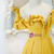 Vintage Yellow Satin Off the Shoulder Prom Dress