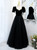 Black Tulle Square Short Sleeve Square Prom Dress