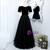 Black Tulle Square Short Sleeve Square Prom Dress