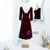 Burgundy Velvet Square Short Sleeve Short Prom Dress