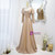 Fashion Gold Square Long Sleeve Prom Dress