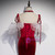 Burgundy Mermaid Velvet Spaghetti Straps Prom Dress With Split
