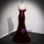 Burgundy Mermaid Velvet Spaghetti Straps Prom Dress With Bow