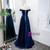 Blue Velvet Off the Shoulder Beading Pleats Prom Dress