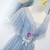 A-Line Blue Tulle Pearls V-neck Prom Dress