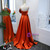 Orange Satin Spaghetti Straps Pleats Prom Dress