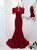 Burgundy Mermaid Short Sleeve High Neck Prom Dress