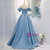 Sexy Blue Satin Off The Shoulder Prom Dress