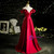 Burugndy Satin Off the Shoulder Prom Dress