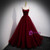 Burgundy Tulle Spaghetti Straps Prom Dress With Detachable Top