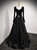 Black Tulle Sequins Long Sleeve Prom Dress