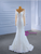 White Mermaid Tulle Long Sleeve Wedding Dress With Detachable Train