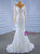 White Mermaid Tulle Long Sleeve Wedding Dress With Detachable Train