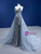 Gray Mermaid Sequins Strapless Pearls Feather Prom Dress