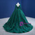 Green Tulle Sequins Long Sleeve V-neck Prom Dress