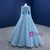 Light Blue Tulle Long Sleeve Sequins Prom Dress