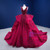 Burgundy Tulle Appliques Beading Pearls Prom Dress
