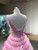 Pink Tulle Tiers V-neck Backless Beading Prom Dress