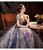 In Stock:Ship in 48 Hours Blue Tulle Sequins Cap Sleeve Beading Prom Dress