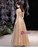 In Stock:Ship in 48 Hours Gold Sequins Puff Sleeve Appliques Prom Dress