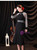 In Stock:Ship in 48 Hours Black Long Sleeve Tea Length Prom Dress