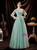In Stock:Ship in 48 Hours Green Tulle Long Sleeve V-neck Prom Dress