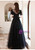 In Stock:Ship in 48 Hours Black Sequins Beading Short Sleeve Prom Dress
