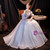 In Stock:Ship in 48 Hours Blue Tulle Straps Appliques Prom Dress