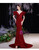 In Stock:Ship in 48 Hours Red Mermaid Sequins V-neck Cap Sleeve Prom Dress