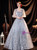 In Stock:Ship in 48 Hours Silver Gray Tulle Sequins Appliques Prom Dress