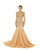 Gold Mermaid V-neck Long Sleeve Sequins Prom Dress