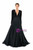 Black Satin Sequins Long Sleeve V-neck Prom Dress