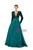 Green Satin Sequins Long Sleeve V-neck Prom Dress