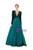 Green Satin Sequins Long Sleeve V-neck Prom Dress