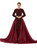 Burgundy Mermaid Long Sleeve Sequins Satin Prom Dress