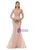 Pink Mermaid Tulle Beading Long Sleeve Prom Dress