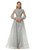 Gray Tulle Appliques High Neck Long Sleeve Beading Prom Dress