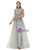 Gray Tulle Appliques High Neck Long Sleeve Beading Prom Dress