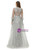 Gray Tulle Appliques High Neck Long Sleeve Beading Prom Dress