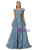 Blue See Through Tulle Appliques Beading Prom Dress