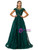 Dark Green See Through Tulle Appliques Beading Prom Dress
